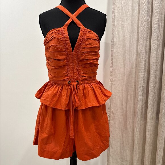 Ulla Johnson Pants - Ulla Johnson Marren | Ruched Poplin Playsuit (Small)